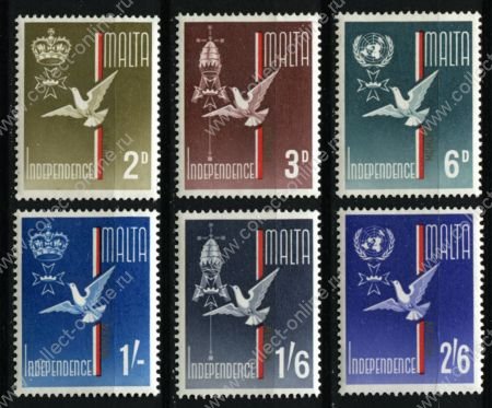 Мальта 1964 г. • SC# 303-8 • 2 p. - 2s.6p. • Независимость • полн. серия • MNH OG XF ( кат.- $ 9 )