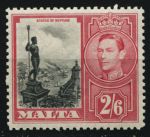 Мальта 1938-1943 гг. • Gb# 229 • 2s.6d. • Георг VI основной выпуск • статуя бога Нептуна • MH OG XF ( кат.- £ 10 )