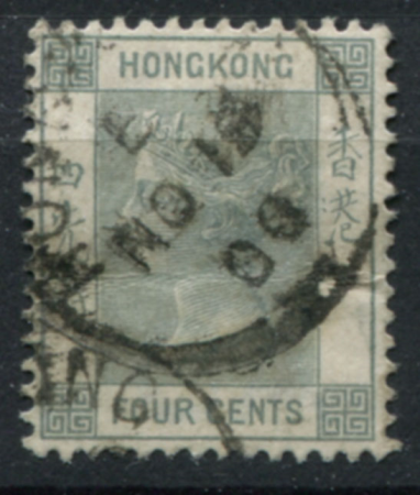 Гонконг 1882-1896 гг. • Gb# 34 • 4 c. • Королева Виктория • стандарт • Used VF ( кат.- £ 3 )