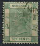 Гонконг 1882-1896 гг. • Gb# 37a • 10 c. • Королева Виктория • стандарт • Used XF
