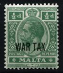 Мальта 1917-1918 гг. • Gb# 92(Sc# MR1) • ½ d. • Эдуард VII • надп. "WAR TAX" • военный налог • MH OG VF ( кат.- £2 )