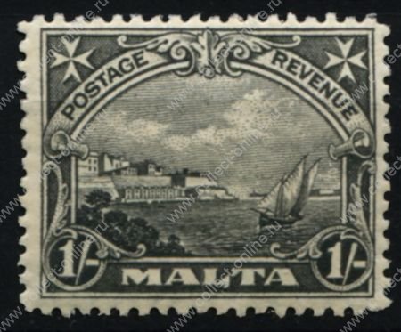 Мальта 1930 г. • Gb# 203 • 1 sh. • Георг V • осн. выпуск • яхта на фоне Валетты • MH OG VF ( кат.- £12 )