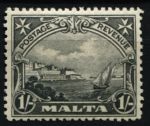 Мальта 1930 г. • Gb# 203 • 1 sh. • Георг V • осн. выпуск • яхта на фоне Валетты • MH OG VF ( кат.- £12 )