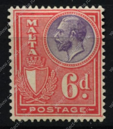 Мальта 1926-1927 гг. • Gb# 165 • 6 d. • Георг V • стандарт • MH OG VF ( кат.- £ 5 )