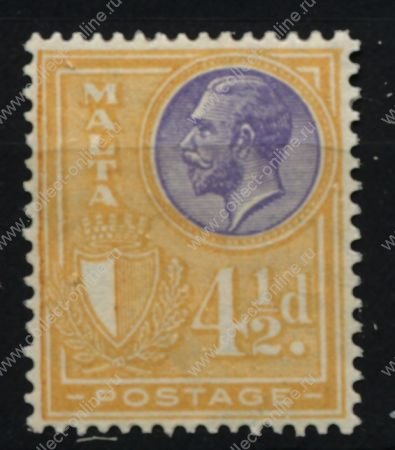 Мальта 1926-1927 гг. • Gb# 164 • 4 ½ d. • Георг V • стандарт • MH OG VF ( кат.- £ 5 )