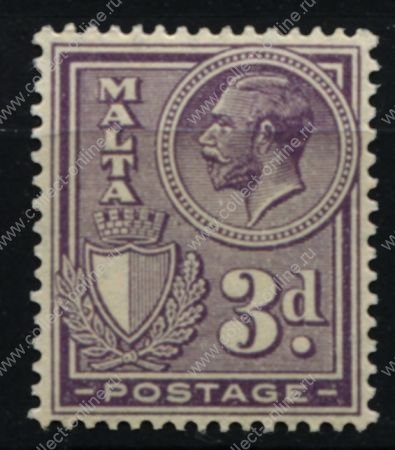 Мальта 1926-1927 гг. • Gb# 162a • 3 d. • Георг V • стандарт • MH OG VF ( кат.- £ 5 )