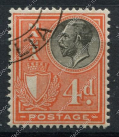 Мальта 1926-1927 гг. • Gb# 163 • 4 d. • Георг V • стандарт • Used(ФГ) VF ( кат.- £ 20 )