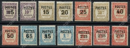 Монако 1937-1938 гг. • SC# 131-44 • 5 c. - 2.50 fr. • надпечатки на служебных марках • полню серия • MH OG F-VF ( кат. - $120+ )
