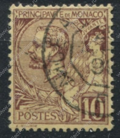 Монако 1891-1921 гг. • SC# 15 • 10 c. • 2-й выпуск • Князь Альберт I • стандарт • Used VF ( кат.- $ 20 )