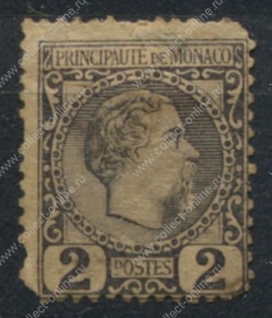 Монако 1885 г. • SC# 2p • 2 c. • 1-й выпуск • Князь Чарльз III • стандарт • проба цвета • MNG F- ( кат.- $ 65- )
