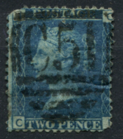 Великобритания 185-1879 гг. Gb# 47 pl. 15 • 2 d. • Королева Виктория • темно-синяя • Used F- ( кат.- £35 )