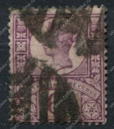 Великобритания 1887-1892 гг. • Gb# 208 • 6 d. • Королева Виктория • "Юбилейный" выпуск • стандарт • Used F-VF ( кат.- £ 13 )