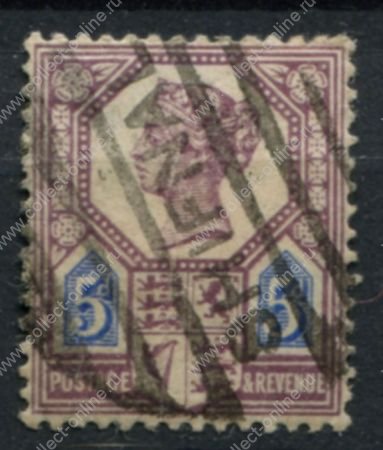 Великобритания 1887-1892 гг. • Gb# 207a • 5 d. • Королева Виктория • "Юбилейный" выпуск • стандарт • Used XF- ( кат.- £ 13 )