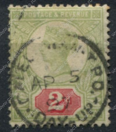 Великобритания 1887-1892 гг. • Gb# 200 • 2 d. • Королева Виктория • "Юбилейный" выпуск • стандарт • Used XF ( кат.- £ 13 )