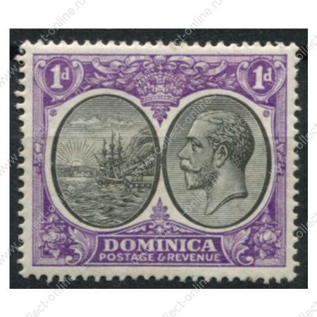 Доминика 1923-1933 гг. Gb# 72 • 1 d. • фрегат у берегов острова • MLH OG XF ( кат.- £6 )