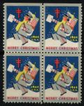 США • Рождественские этикетки 1944 г. • SC# WX118 • почтальон • кв.блок • Mint NG VF