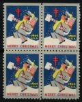 США • Рождественские этикетки 1944 г. • SC# WX118 • почтальон • кв.блок • MNH OG VF