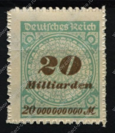 Германия 1923 г. • Mi# 329B • 20 Mlrd. M. • просечка • стандарт • MNH OG VF ( кат.- € 3 )