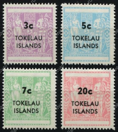 Токелау о-ва 1967 г. • SC# 12-15 • 3 - 20 с. • надпечатка нов. номинала • полн. серия • MNH OG XF ( кат.- $ 5 )