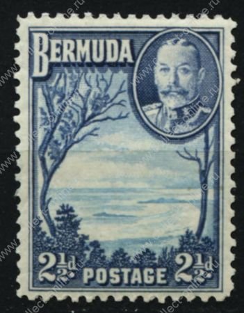 Бермуды 1936-1947 гг. • Gb# 102 • 2 1/2d. • Георг V основной выпуск • "Виноградный" залив • MNH OG VF