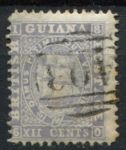 Британская Гвиана 1860-1863 гг. • Gb# 37 • 12 c. • парусный фрегат • Used XF ( кат.- £50 )