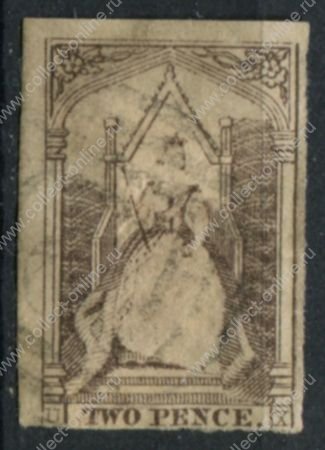 Австралия • Виктория 1852 г. • Gb# 18 • 2 d. • королева Виктория на троне • Used XF- ( кат.- £30 ) 