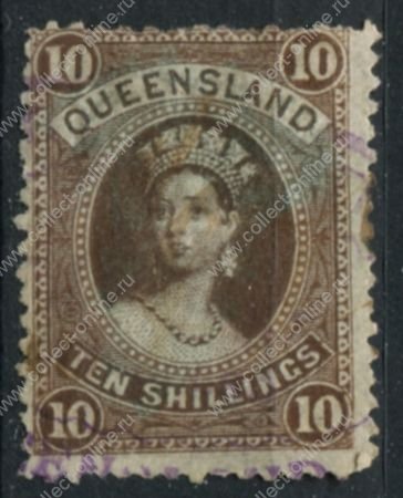 Квинсленд 1882-1895 гг. GB# 155 • 10 sh. • Королева Виктория • Used VF ( кат. - £55 )