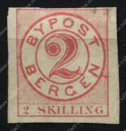Норвегия • Берген 1872 г. • 2 sk. • Городская почта • локальный выпуск • MNG F-VF ®