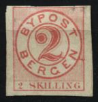 Норвегия • Берген 1872 г. • 2 sk. • Городская почта • локальный выпуск • MNG F-VF ®