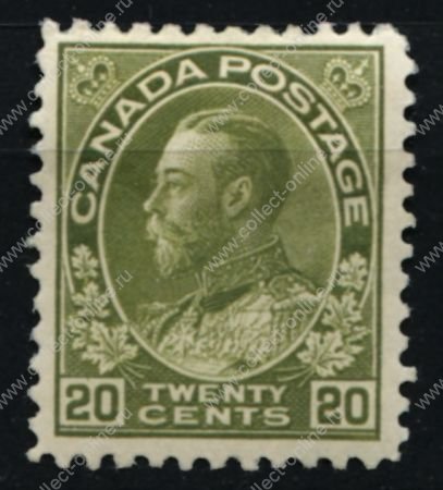 Канада 1911-1925 гг. • Sc# 119 • 20 c. • выпуск "Адмирал" • оливк.-зелен. • стандарт • MH OG XF- ( кат. - $120 )