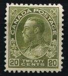 Канада 1911-1925 гг. • Sc# 119 • 20 c. • выпуск "Адмирал" • оливк.-зелен. • стандарт • MH OG XF- ( кат. - $120 )