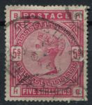 Великобритания 1883-1884 гг. • GB# 181 • 5 sh. • Королева Виктория • Used VF- ( кат.- £250 )