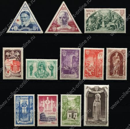 Монако 1951 г. • Mi# 429-40(SC# 262-73) • 10 c. - 100 fr. • Святой год • MH OG XF ( кат. - €80- )