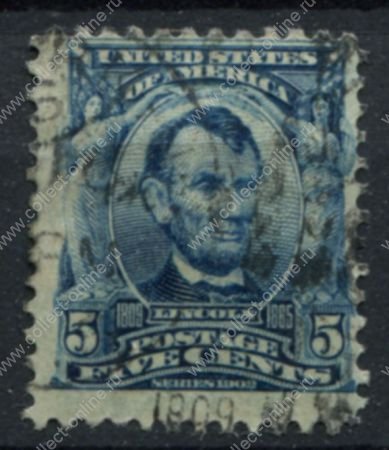 США 1902-1903 гг. • SC# 304 • 5 c. • Авраам Линкольн • стандарт • Used F-VF ( кат. - $2.50 )