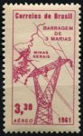 Бразилия 1961 г. • SC# C105 • 3.30 cr. • Запуск ГЭС в штате Минас-Жерайс • авиапочта • MH OG VF