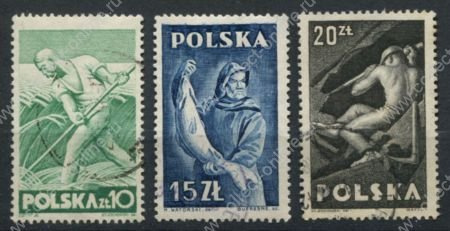 Польша 1947 г. • Mi# 473-5 • 10,15 и 20 zt. • Трудящиеся страны • Used VF ( кат. - €1.50 )