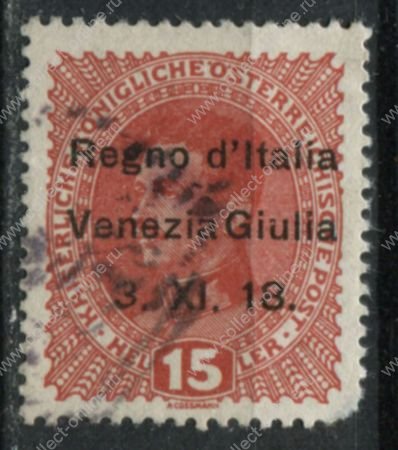 Италия • Венеция-Джулия 1918 г. • Mi# 6 • 15 h. • надпечатка • Used F-