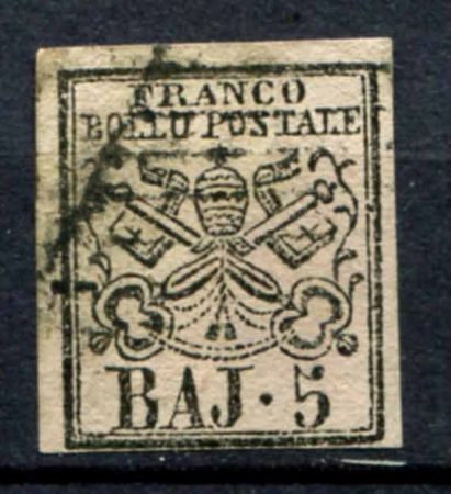 ИТАЛИЯ РИМСКИЕ ШТАТЫ 1852г. SC# 6 / 5b. USED VF