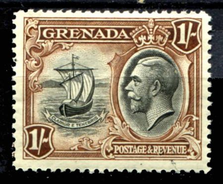 Гренада 1934-1936 гг. • Gb# 142 • 1 sh. • Георг V • основной выпуск • парусный бот • MNH OG VF ( кат. - £4.50 )