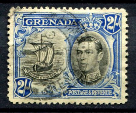 Гренада 1938-1950 гг. • Gb# 161 • 2 sh. • Георг V • осн. выпуск • парусный бот • Used VF ( кат. - £3 )