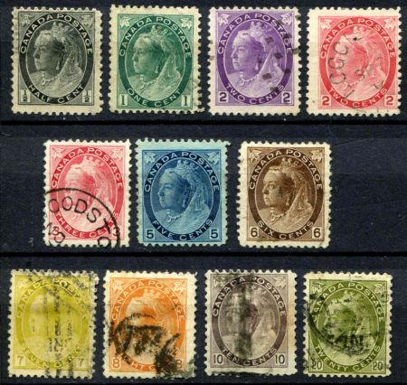 Канада 1898-1902 гг. SC# 74-84 • Ѕ - 20 c. • Королева Виктория • (выпуск с цифрами) • Used F-VF ( кат.- $260 ) • полн. серия