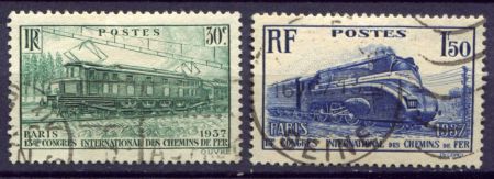 ФРАНЦИЯ 1937г. SC# 327-8 /  ПОЕЗДА USED VF / ТРАНСПОРТ