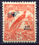 Новая Гвинея 1932-1934 гг. • Gb# 193 • 2 d. • надпечатка контура аэроплана • райская птица • авиапочта • MH OG VF