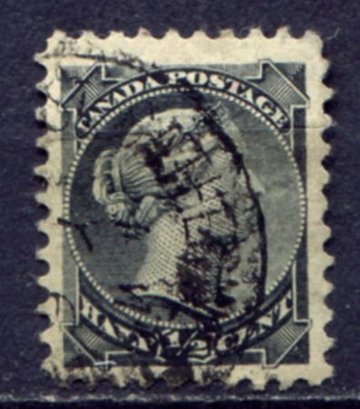 Канада 1870-1889 гг. • SC# 34 • ½ c. • Королева Виктория • Used XF ( кат. - $10 ) 