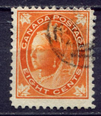 Канада 1897-8 гг. SC# 72 • 8 c. • Королева Виктория • (выпуск с кленовыми листьями) • Used VF ( кат.- $21 )
