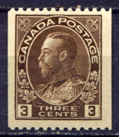 Канада 1915-1924 гг. • Sc# 134 • 3 c. • выпуск "Адмирал" • коричн. (из рулона) • стандарт • MH OG F-VF ( кат. - $12 )