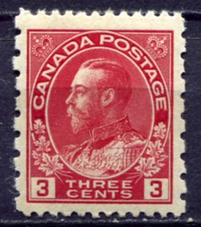 Канада 1931 г. • Sc# 184 • 3 c. • выпуск "Адмирал" • кармин. (перф. - 12х8) • стандарт • MH OG VF ( кат. - $9 )