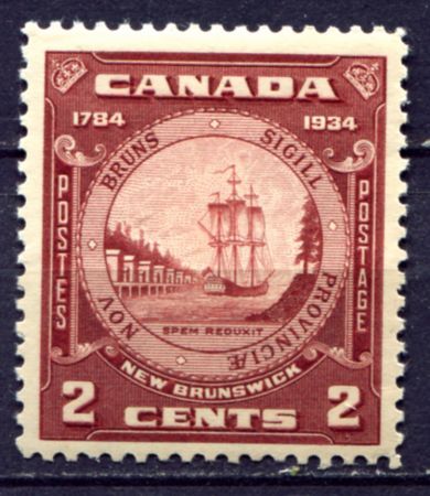 Канада 1934 г. • SC# 210 • 2 c. • 150-летие образования провинции Нью-Брансуик • MNH OG VF ( кат.- $ 5 )