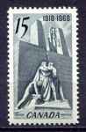 Канада 1968 г. • SC# 486 • 15 c. • 15-летие завершения 1-й мировой войны • монумент • MNH OG XF ( кат. - $2 )