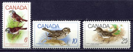 Канада 1969 г. • SC# 496-8 • 6 - 25 c. • Птицы Канады • полн. серия • MNH OG XF ( кат. - $3 )